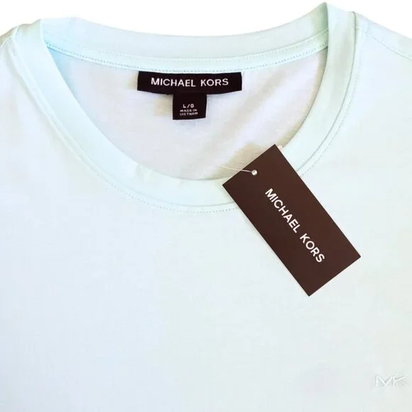 Michael Kors Men's Crewneck T-Shirt Turquoise Tint Size L NWT - Picture 3 of 9